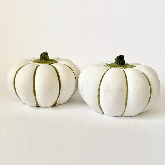 Ceramic Pumpkins Orange White Gourd Fall Halloween Home Decor Whimsical Vintage - Picture 5 of 9